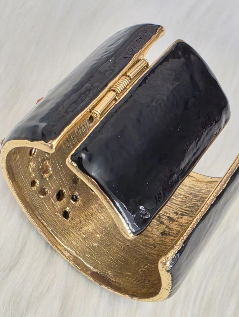 Vintage Kenneth Jay Lane KJL Maltese Cross Bracelet Signed Cuff Bullet Cabochon - Picture 9 of 16